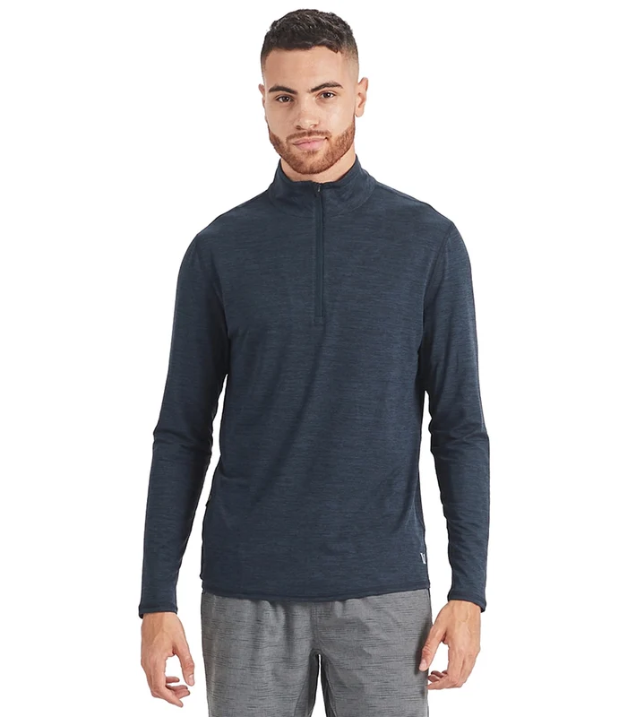 Vuori Men's Ease Performance Yoga 1/2 Zip Ink Heather / S
