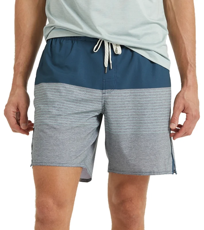 Vuori Men's Trail Yoga Shorts Indigo Stripe / M