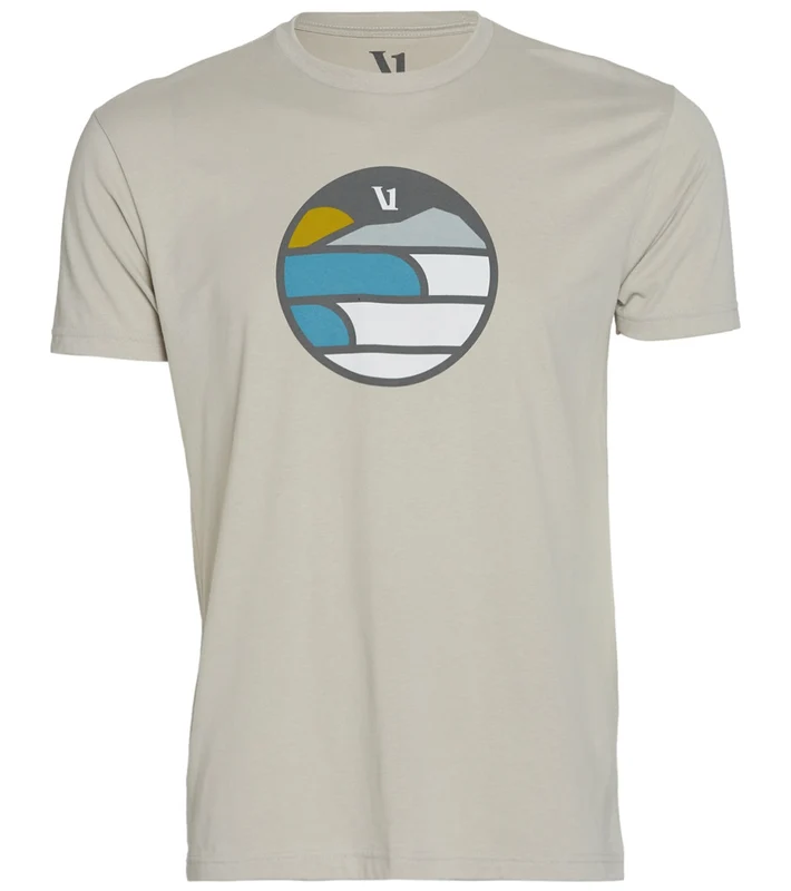 Vuori Men's Waves Mountain Sun Yoga Tee Light Grey / XL