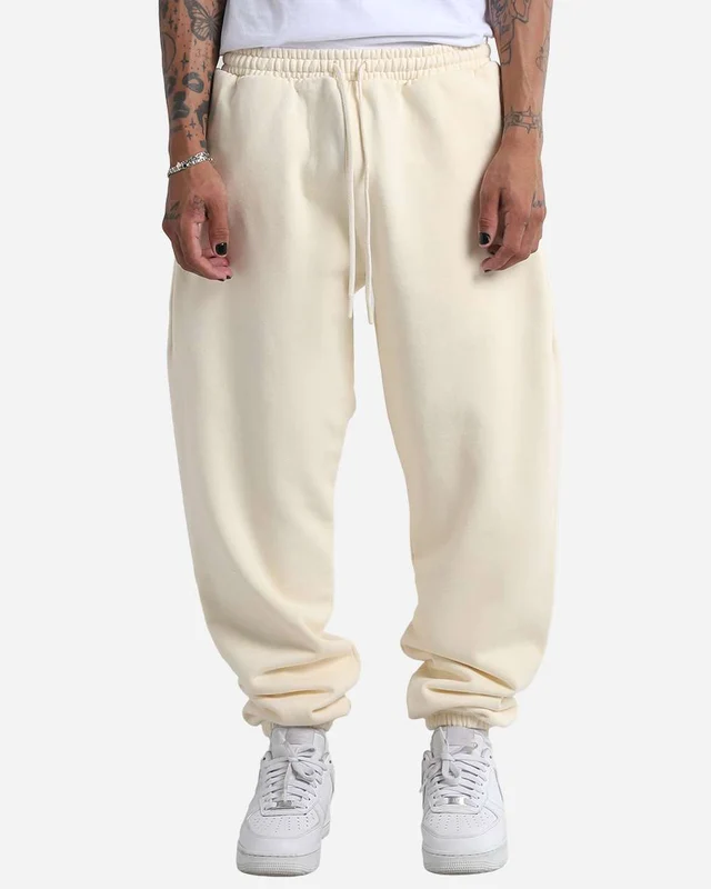 Shaka Wear SHGMS Unisex Max Heavy Fleece Garment-Dyed Sweatpants - Cream White / Adult 2XL