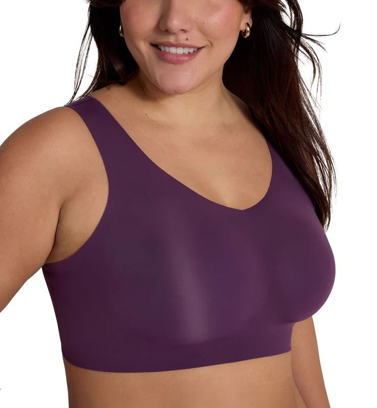 Evelyn & Bobbie DEFY V-Neck Bralette w/ Removable Pads (1728 ) - Plum Small