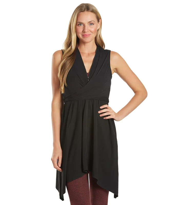 Everyday Yoga Wondrous Solid Wrap Dress Black / Medium
