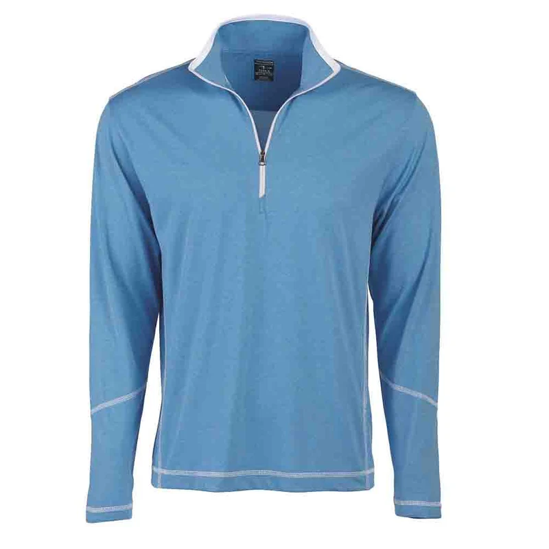 Coverstitch Heather Mock Neck Long Sleeve 1/4 Zip Pullover Top XL