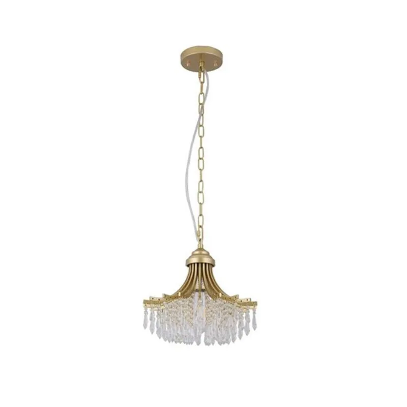 ORE International 11.75 dia X 10-in H Matte Gold Metal/Glass Single-Bulb Pendant Chandelier