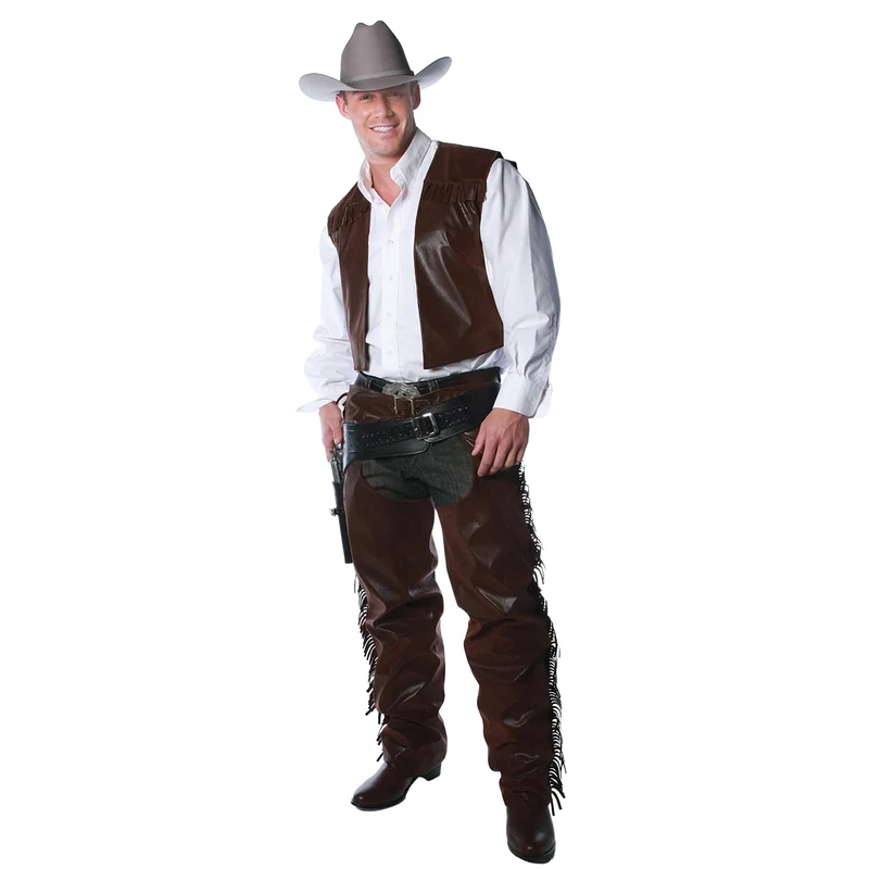 Cowboy Adult Costume Chaps And Vest One Size