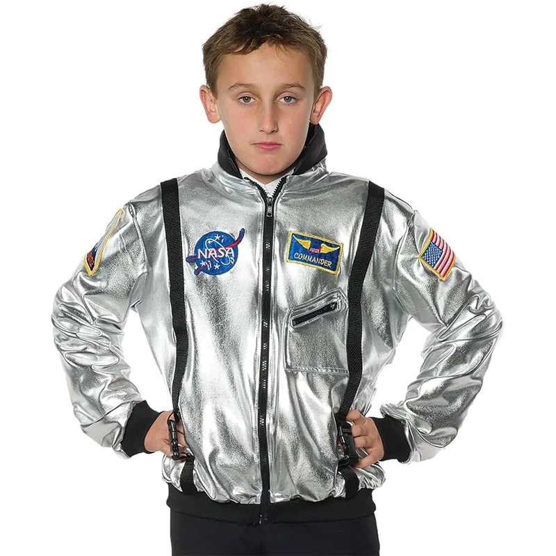 Silver Astronaut Jacket Child Costume Medium