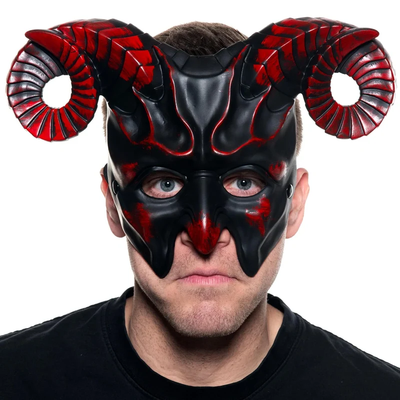 Black and Red Devil Mask Adult Costume Accessory | One Size