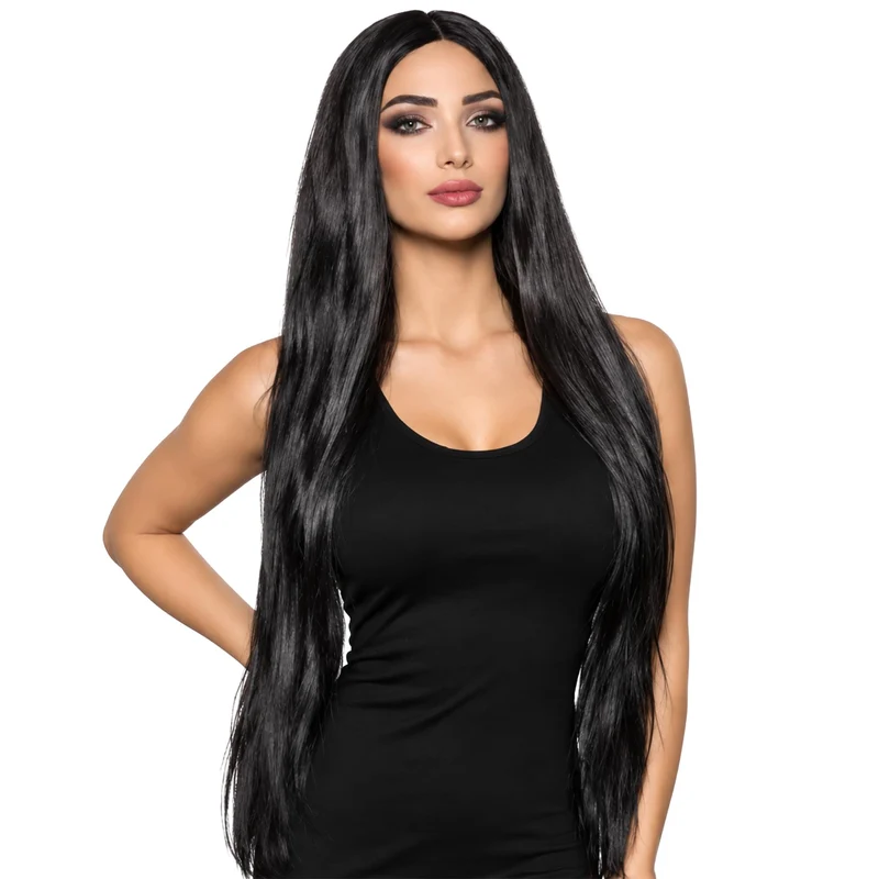 Straight Black Extra Long Adult Costume Wig | One Size