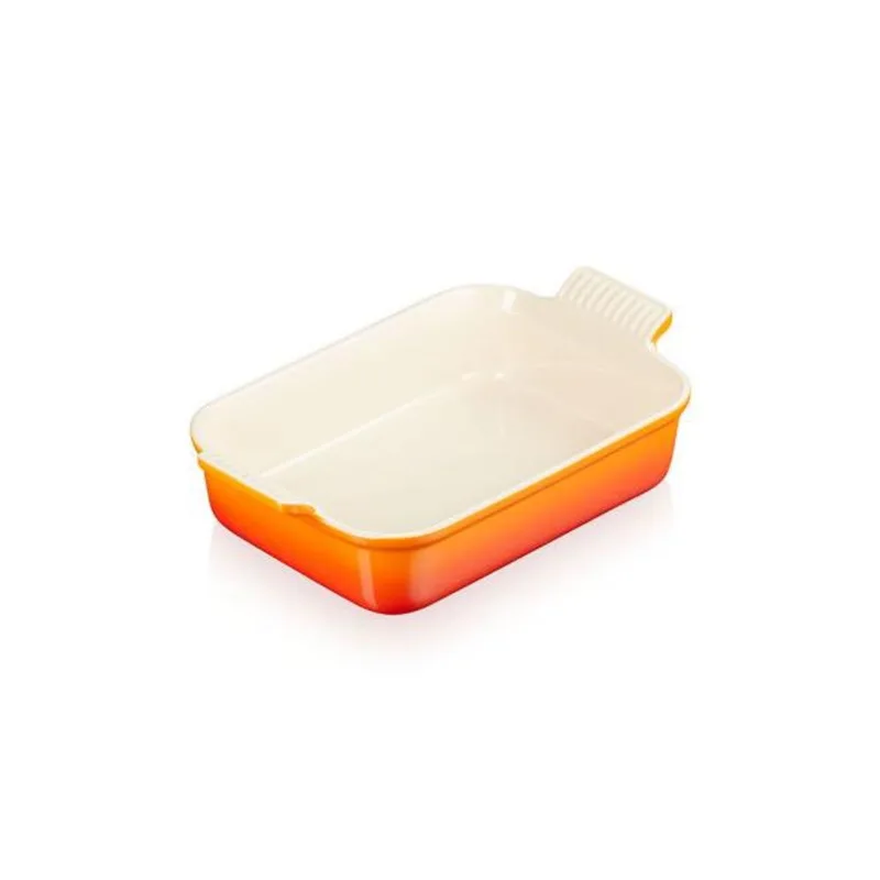 Travessa em cerâmica retangular Le Creuset Heritage 19cm laranja