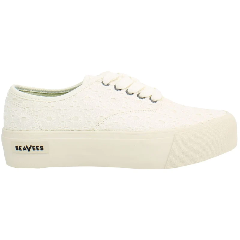Seavees Legend Platform Embroidery Womens White Shoes 5