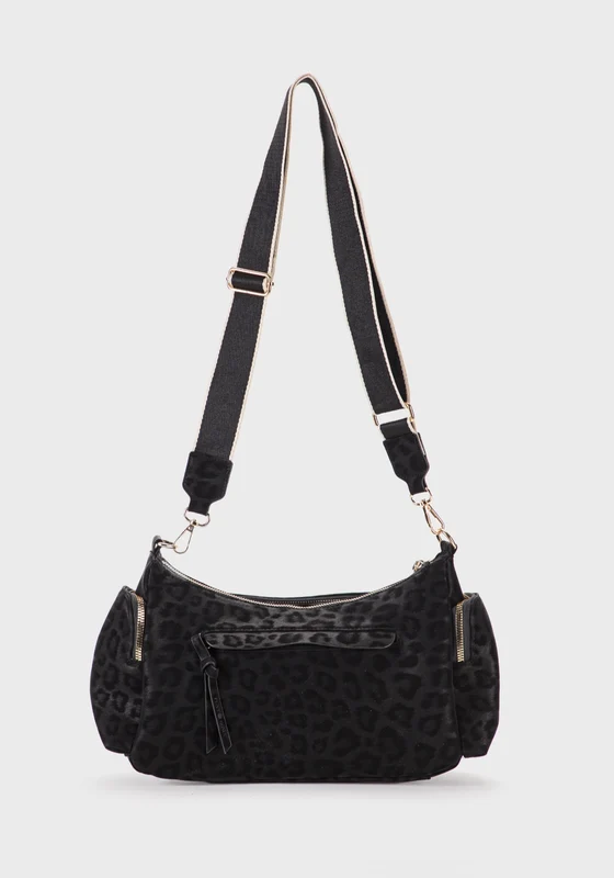 Animal Print Shoulder Bag - Black Black / One Size