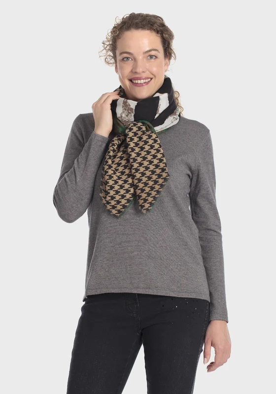 Houndstooth Silk Scarf - Green Green / One Size