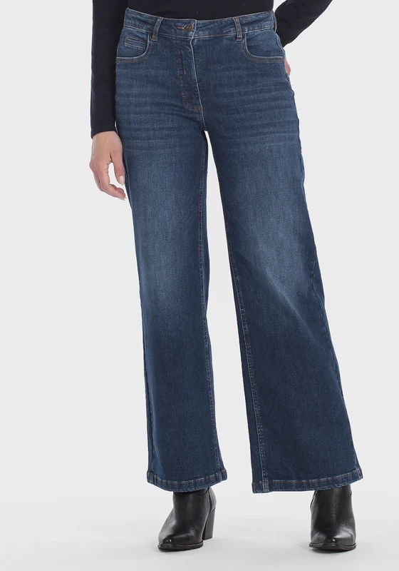 Wide Leg Jeans - Blue Denim Blue Denim / 38