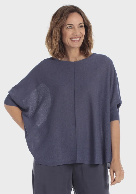Batwing Sleeve Sweater - Blue Cranberry Blue Cranberry / M