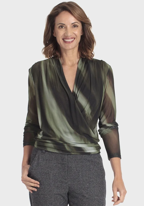 Criss Cross Design Printed T-Shirt - Green Green Khaki / XL