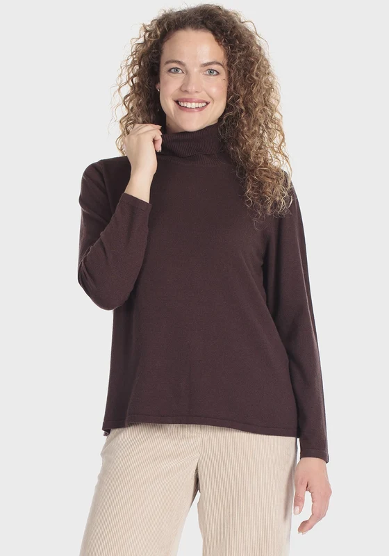 Basic Turtleneck Sweater - Brown Brown / XL