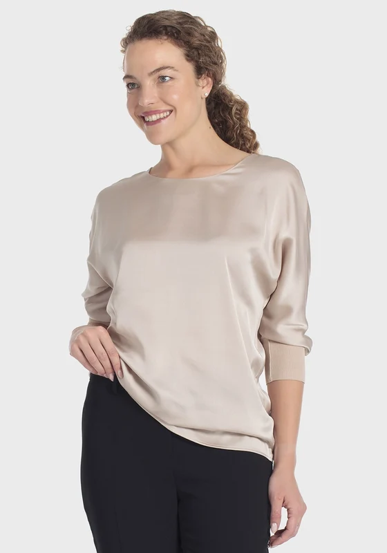 Satin Top With Elastic Cuffs - Beige Beige / S