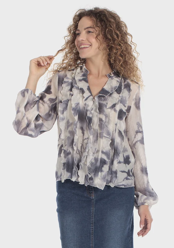Blouse With Flounces - Blue Cranberry Blue Cranberry / S