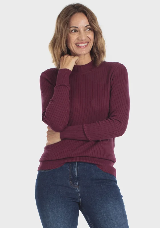Classic Ribbed Crew-Neck Sweater - Red Dark Red Dark / M
