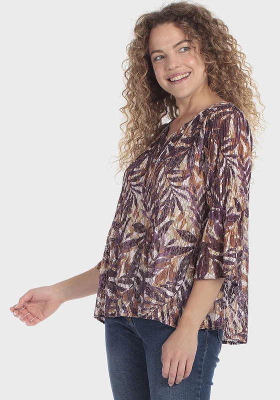 Printed Lace Blouse - Purple Mulberry Purple Mulberry / L