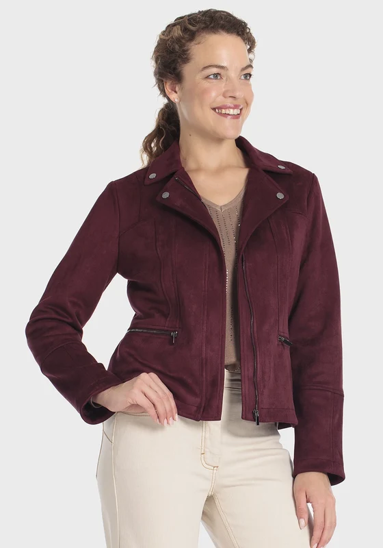 Suede Pockets Jacket - Red Dark Red Dark / 46