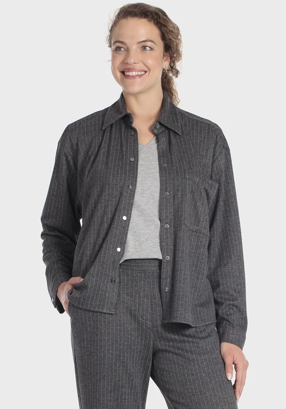 Pinstripe Overshirt - Grey Dark Grey Dark / L