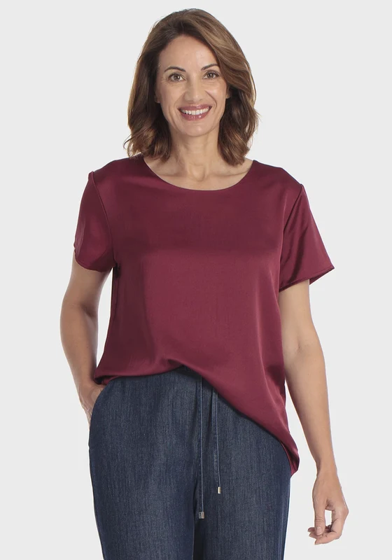 Satin Style T-Shirt - Red Dark Red Dark / S