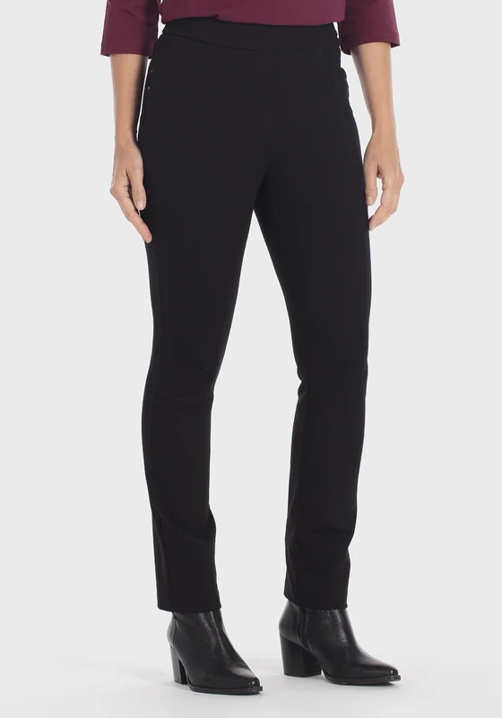 Push-Up Elastic Waist Trousers - Black Black / S