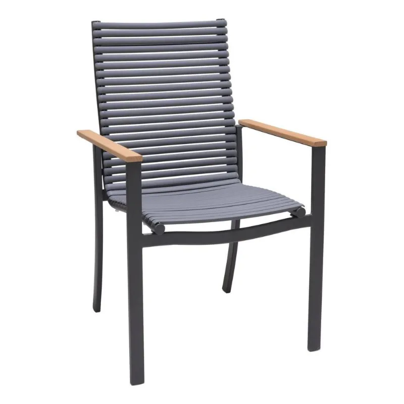 Cadeira De Jardim Em Aluminio 93x59 Cm Com Braco Preto