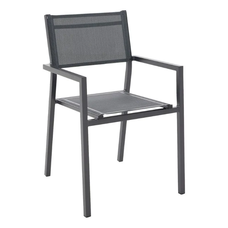 Cadeira De Jardim Em Aluminio 85x55x45 Cm Cinza Escuro