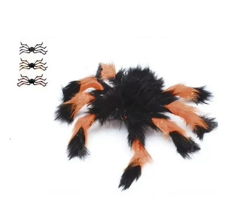 Araña Peluda naranja y negro de 50 cm en colores surtidos T.Única