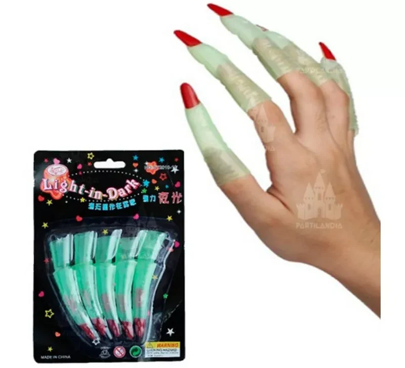 Pack de 5 Fundas de Uñas de Bruja Fluorescente T.Única