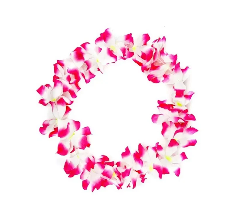 Collar Hawaii mediano fucsia y blanco de 46 cm Sin talla