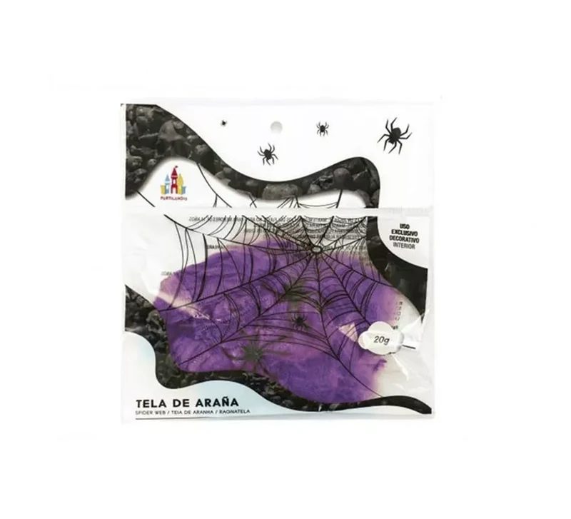 Telaraña con arañas de 50 g en varios colores Lila