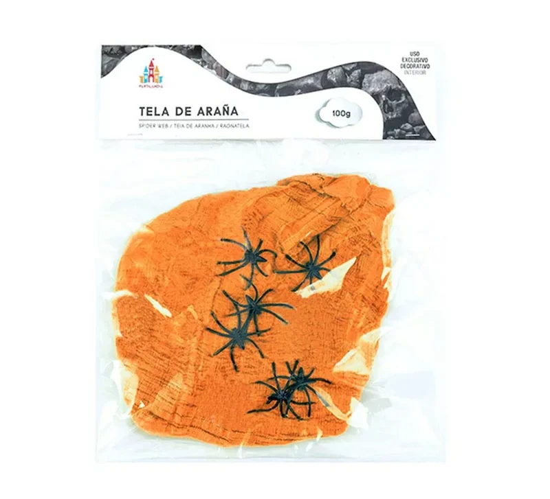 Telaraña con arañas de 100 g en varios colores Naranja