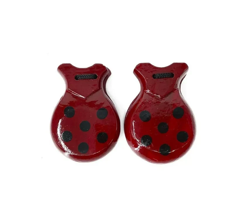Castañuela roja con lunares negros de 6,5x9 cm Sin talla