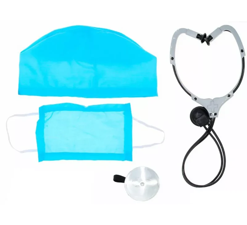Kit de Doctor: Gorro, Mascarilla, Estetoscopio y Reflector T.Universal