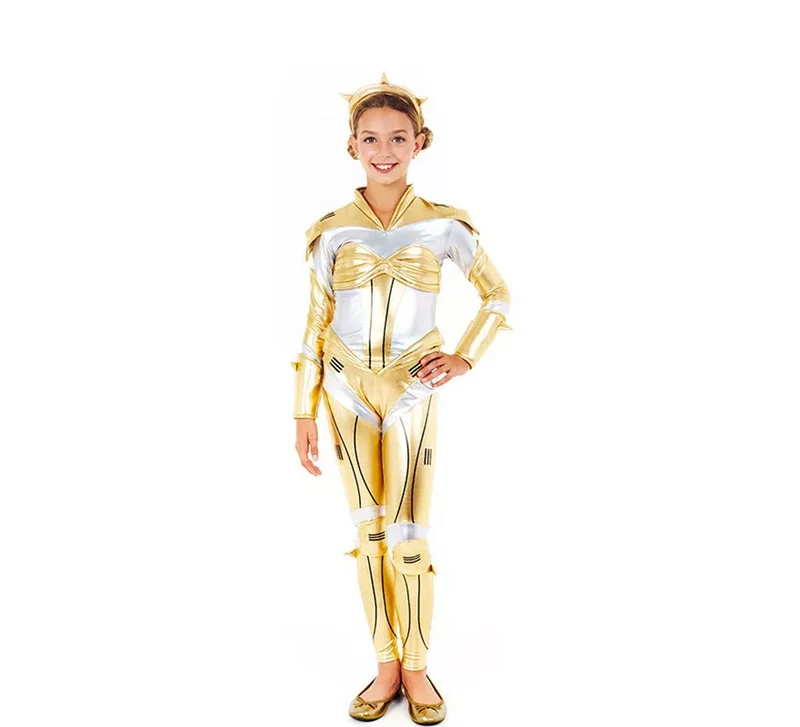 Disfraz de Robot Woman Estelar Dorado para niña 7-9A
