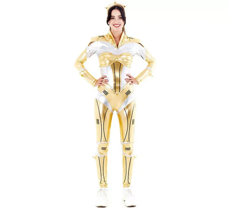Disfraz de Robot Woman Estelar Dorado para mujer S