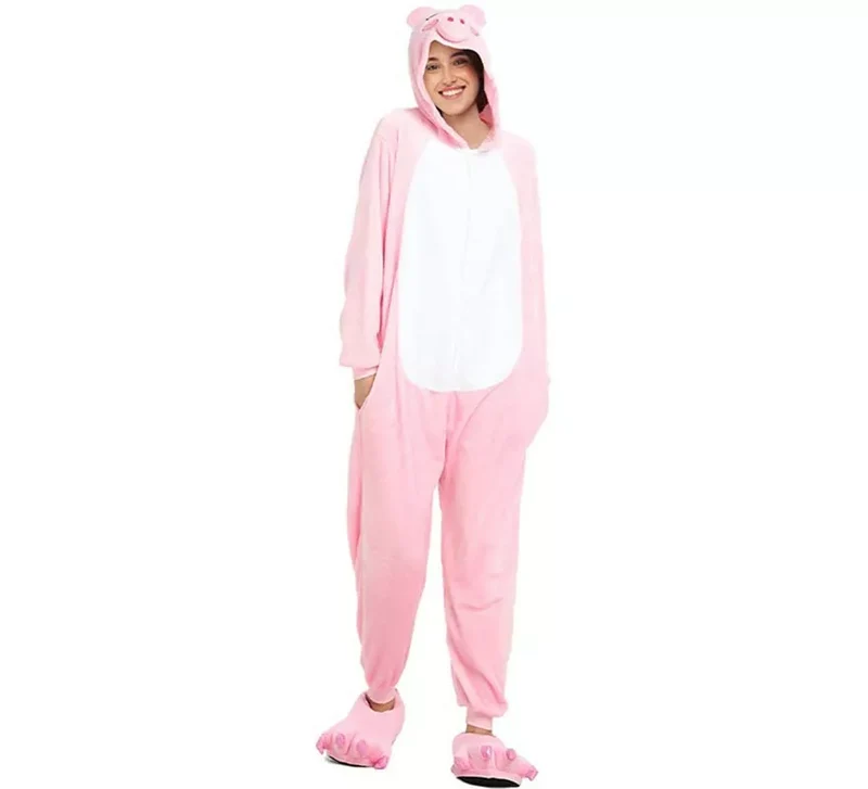 Disfraz de Pijama Cerdo rosa suave para adultos M