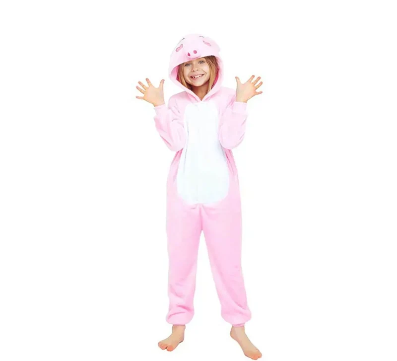 Disfraz de Pijama Cerdo rosa con capucha para niña 7-9A