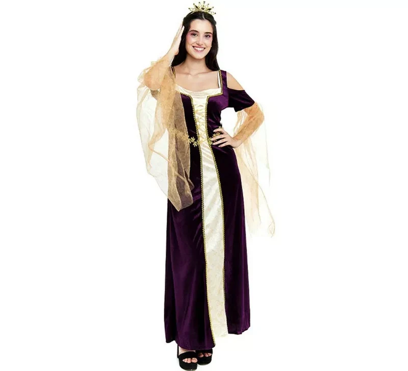 Disfraz de Princesa Medieval púrpura mangas largas para mujer L