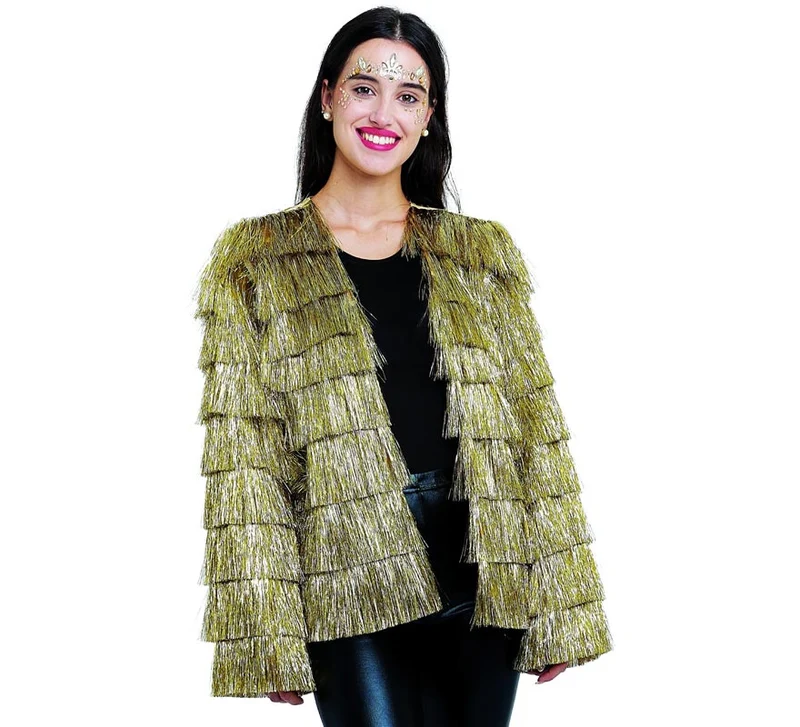Chaqueta de Flecos en varios colores para mujer Oro
