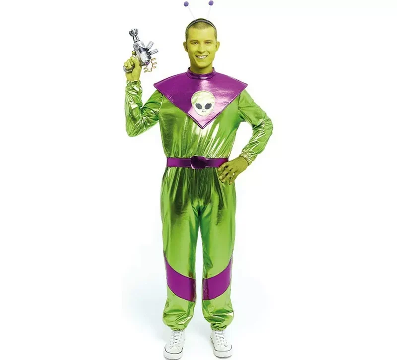 Disfraz de Extraterrestre verde y morado para hombre L