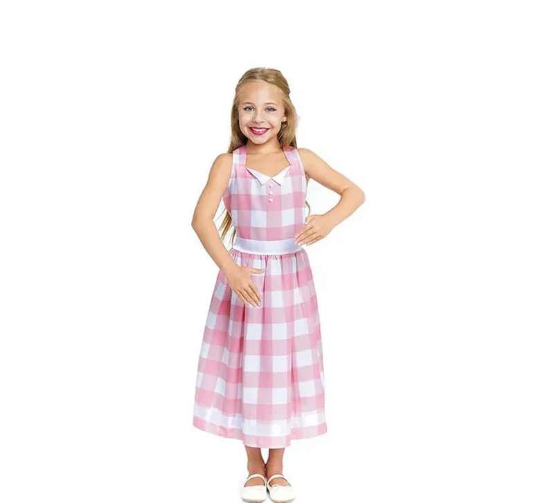 Disfraz de Muñeca a cuadros rosa y blanco para niña 10-12A