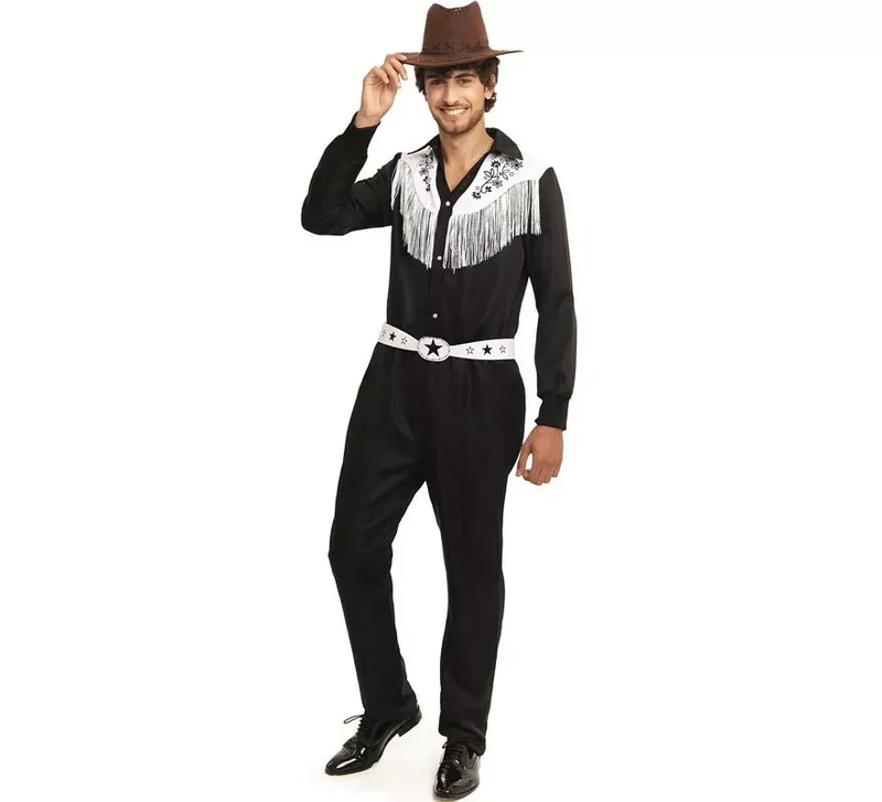 Disfraz de Vaquero Viejo Oeste blanco y negro para hombre L