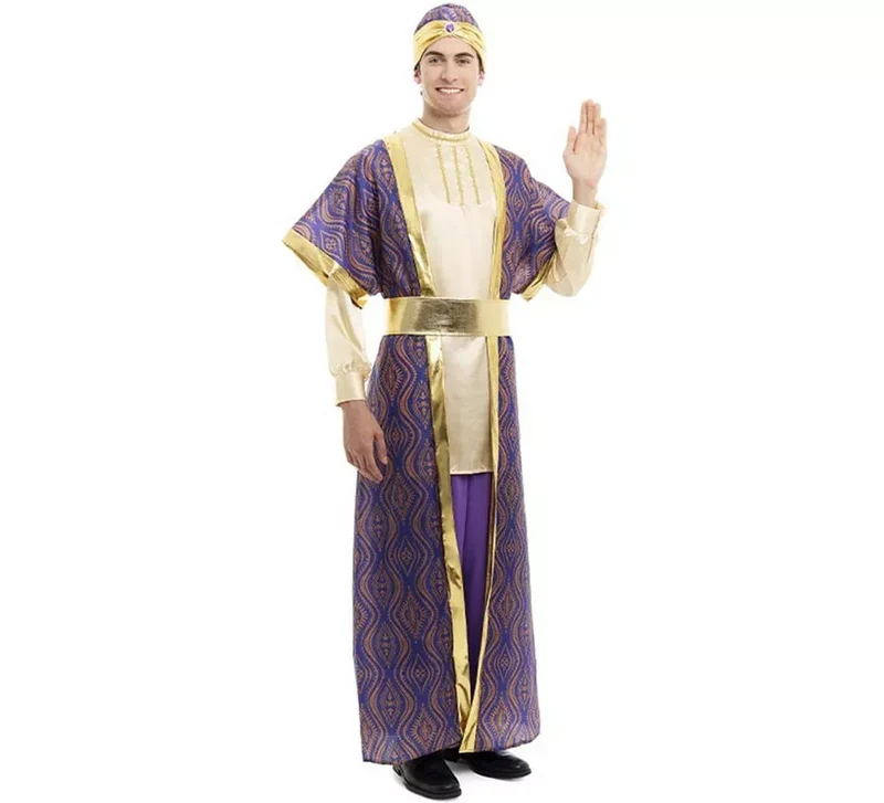 Disfraz de Rey Mago Baltasar morado para hombre S