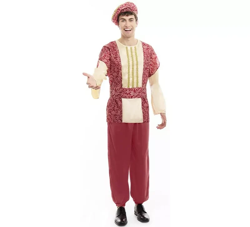 Disfraz de Paje Rey Gaspar rojo con gorro para hombre S