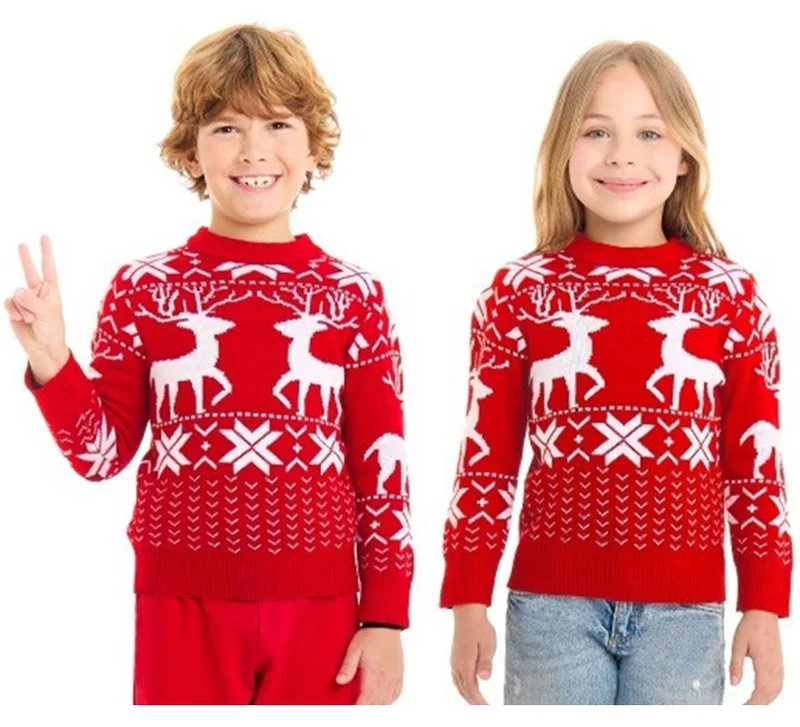 Jersey de Navidad Renos greca rojo para niños 7-9A