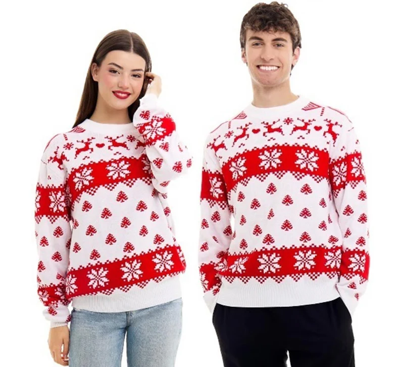 Jersey de Navidad Woods Greca Copos rojo y blanco para adulto XL